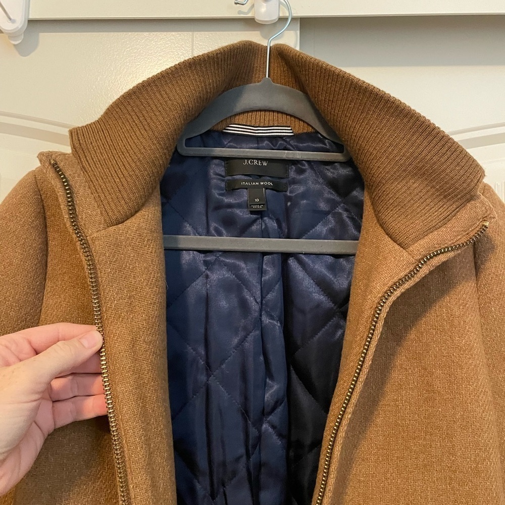J. Crew Lodge coat Italian wool winter jacket full zip size 10 - Picture 11 of 13